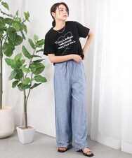 ZMKGE39090 al'aise modulation(アレーズモジュレーション) ロゴステッチデザインTシャツ ブラック