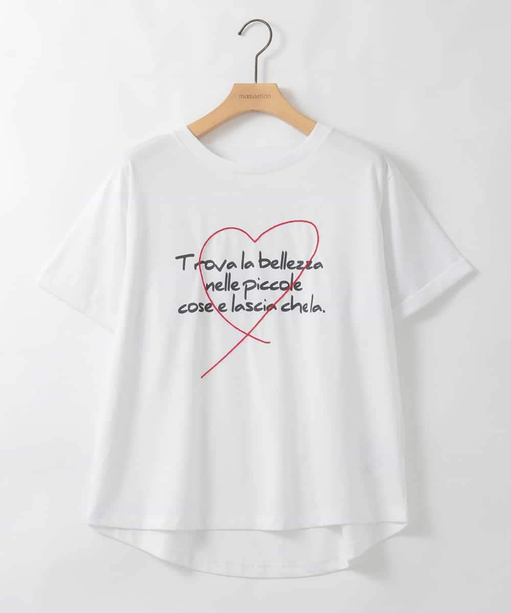 ZMKGE39090 al'aise modulation(アレーズモジュレーション) ロゴステッチデザインTシャツ ホワイト