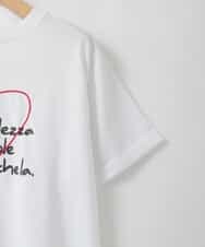 ZMKGE39090 al'aise modulation(アレーズモジュレーション) ロゴステッチデザインTシャツ ホワイト