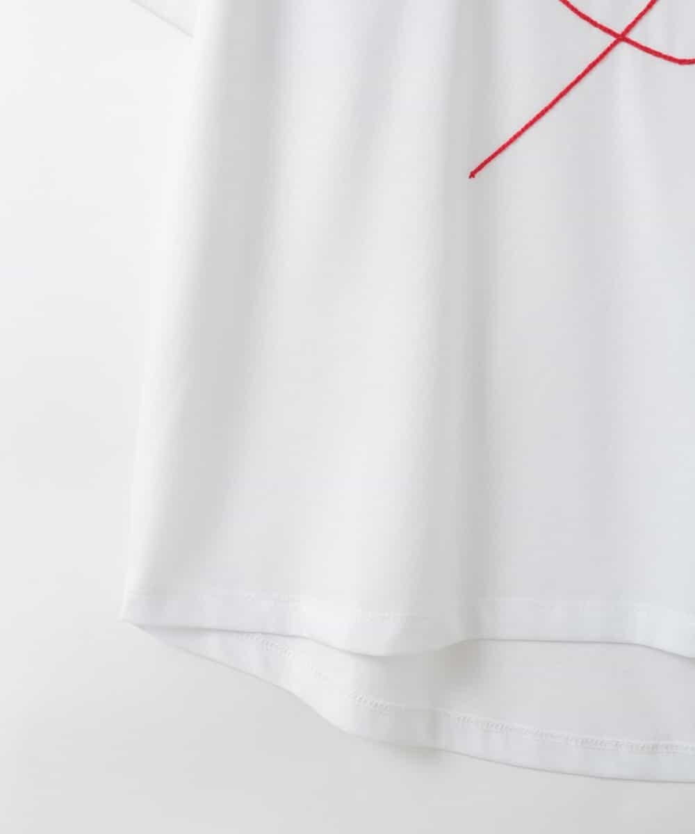 ZMKGE39090 al'aise modulation(アレーズモジュレーション) ロゴステッチデザインTシャツ ホワイト