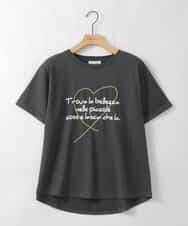 ZMKGE39090 al'aise modulation(アレーズモジュレーション) ロゴステッチデザインTシャツ ダークグレー