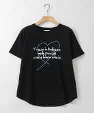 ZMKGE39090 al'aise modulation(アレーズモジュレーション) ロゴステッチデザインTシャツ ブラック