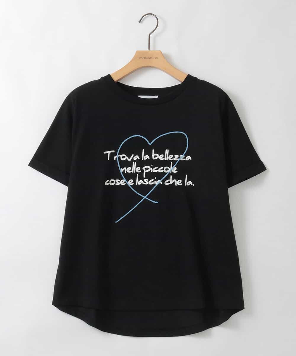 ZMKGE39090 al'aise modulation(アレーズモジュレーション) ロゴステッチデザインTシャツ ブラック