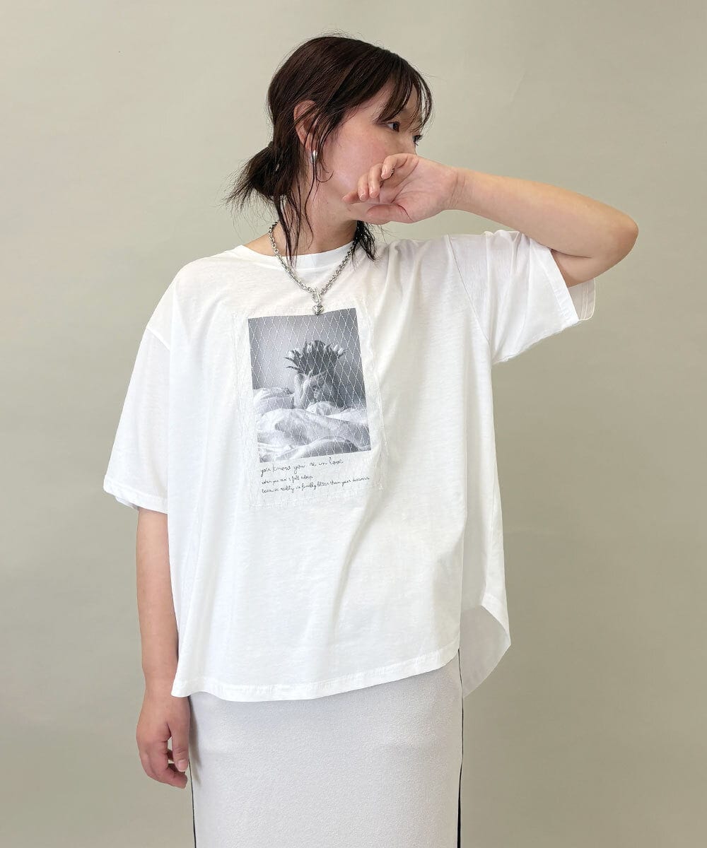 ZMKGE40100 al'aise modulation(アレーズモジュレーション) フォトプリントコラージュデザインTシャツ ホワイト