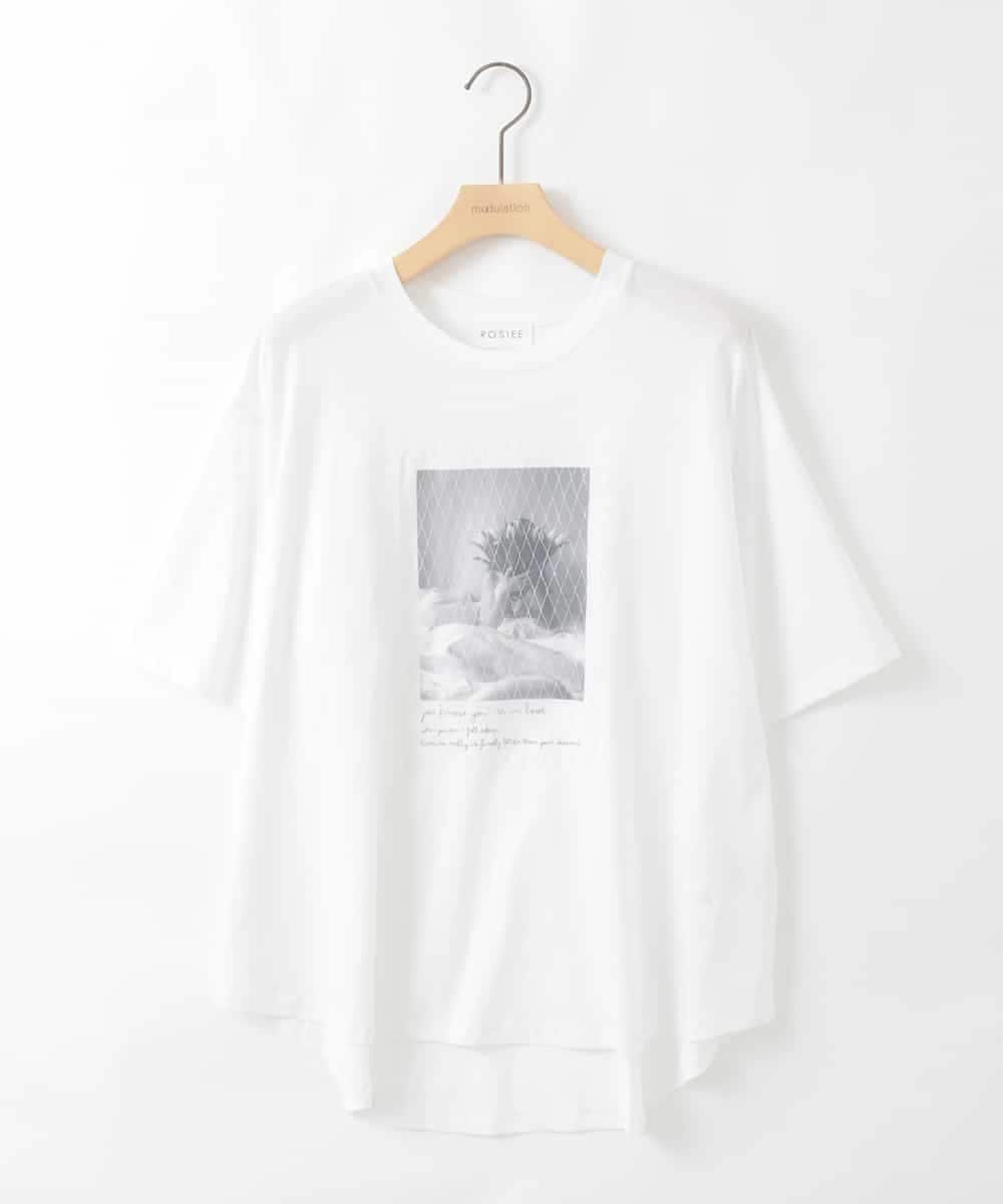 ZMKGE40100 al'aise modulation(アレーズモジュレーション) フォトプリントコラージュデザインTシャツ ホワイト