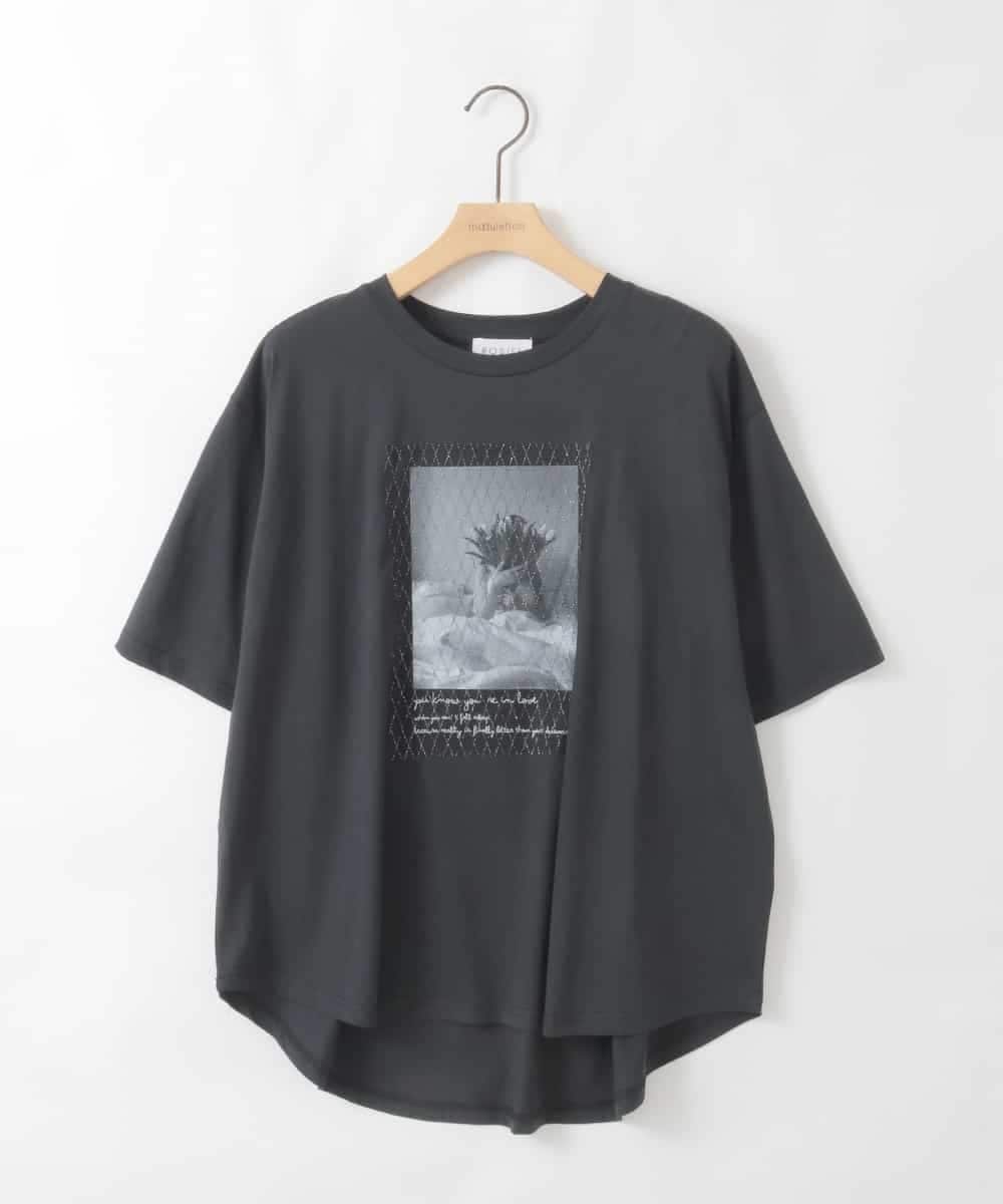 ZMKGE40100 al'aise modulation(アレーズモジュレーション) フォトプリントコラージュデザインTシャツ ブラック