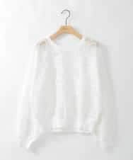 ZMKGE41140 al'aise modulation(アレーズモジュレーション) 【洗える】チュールレースデザインプルオーバー ホワイト