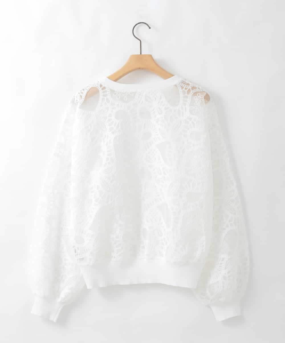 ZMKGE41140 al'aise modulation(アレーズモジュレーション) 【洗える】チュールレースデザインプルオーバー ホワイト