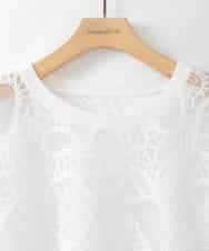 ZMKGE41140 al'aise modulation(アレーズモジュレーション) 【洗える】チュールレースデザインプルオーバー ホワイト