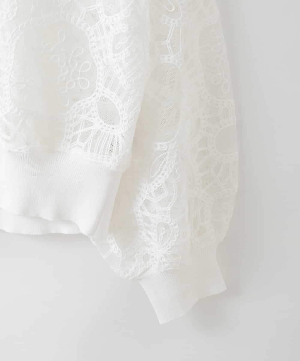 ZMKGE41140 al'aise modulation(アレーズモジュレーション) 【洗える】チュールレースデザインプルオーバー ホワイト