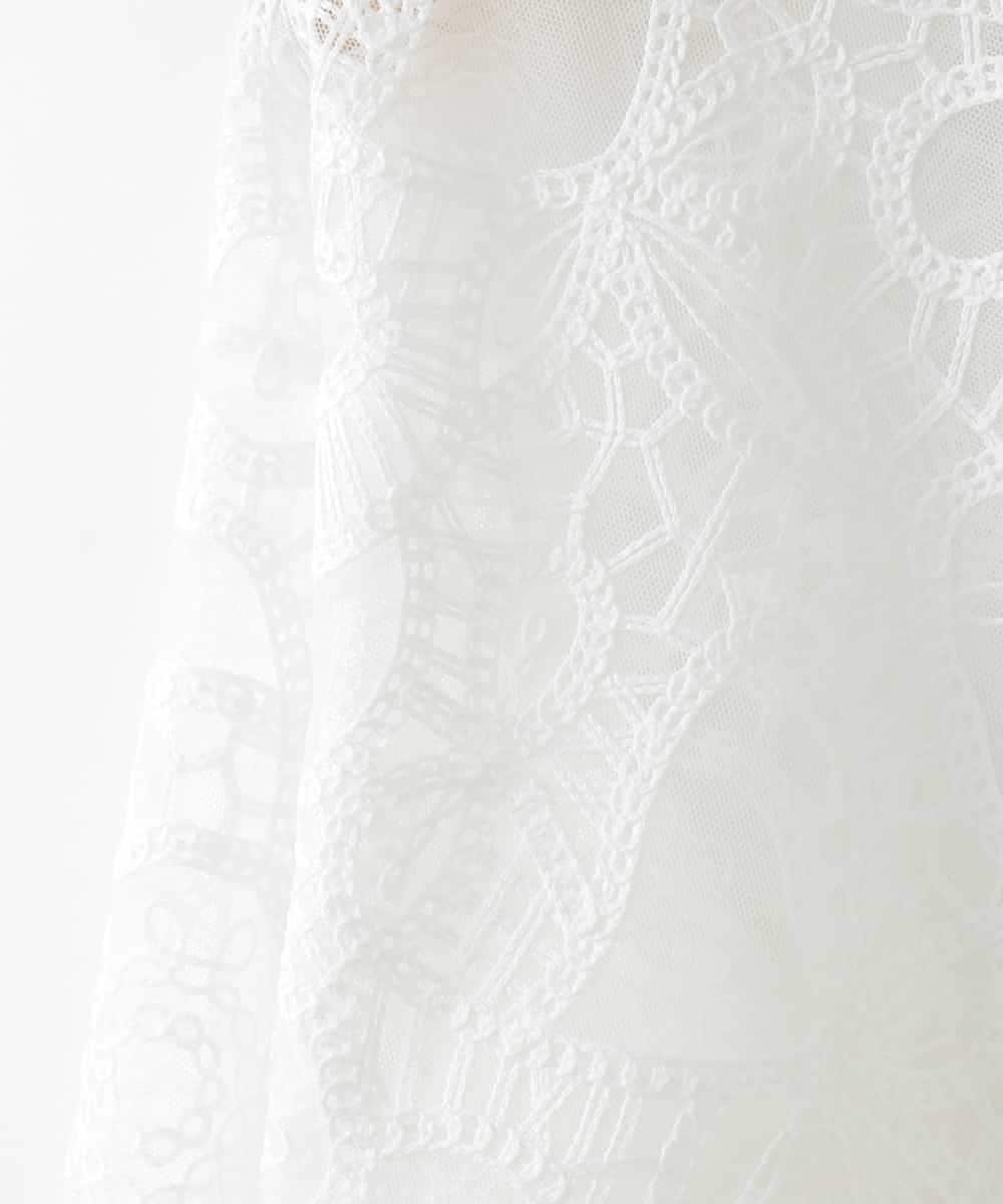 ZMKGE41140 al'aise modulation(アレーズモジュレーション) 【洗える】チュールレースデザインプルオーバー ホワイト