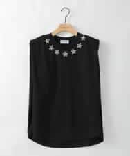 ZMKGE42110 al'aise modulation(アレーズモジュレーション) ビジューアクセントノースリーブカットソー ブラック