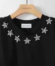 ZMKGE42110 al'aise modulation(アレーズモジュレーション) ビジューアクセントノースリーブカットソー ブラック