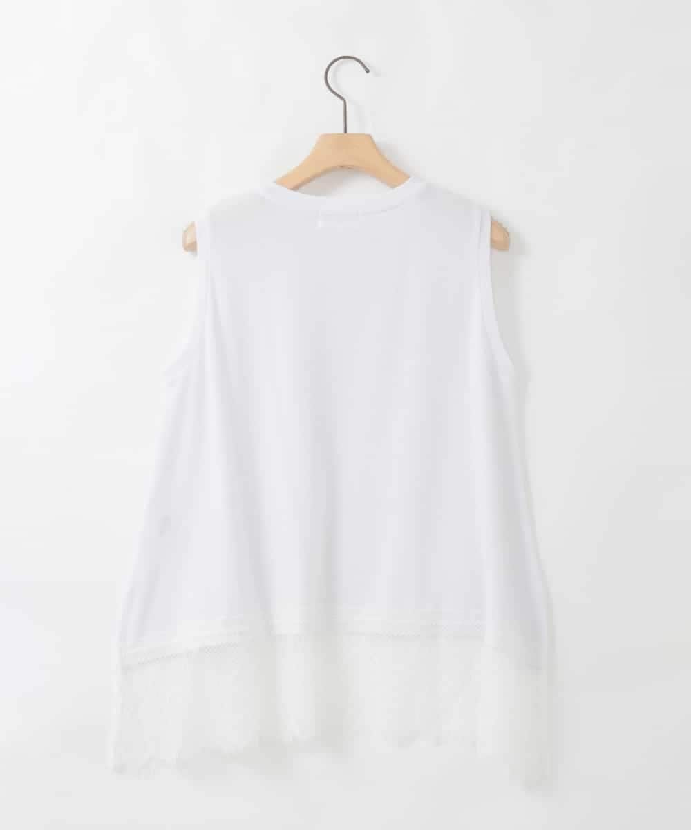 ZMKGE43090 al'aise modulation(アレーズモジュレーション) 裾レースフレアカットソー ホワイト