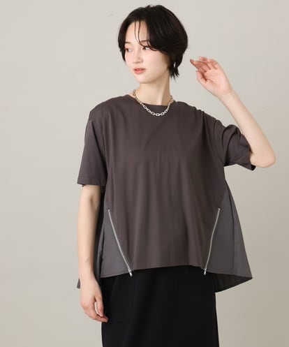 ZMKGE44110 al'aise modulation 【洗える/接触冷感】サイドファスナーバックプリーツジョイントTシャツ