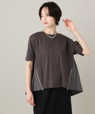 ZMKGE44110 al'aise modulation(アレーズモジュレーション) 【洗える/接触冷感】サイドファスナーバックプリーツジョイントTシャツ ダークグレー