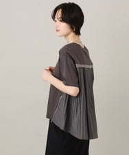 ZMKGE44110 al'aise modulation(アレーズモジュレーション) 【洗える/接触冷感】サイドファスナーバックプリーツジョイントTシャツ ダークグレー