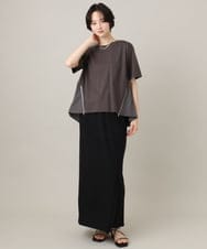 ZMKGE44110 al'aise modulation(アレーズモジュレーション) 【洗える/接触冷感】サイドファスナーバックプリーツジョイントTシャツ ダークグレー