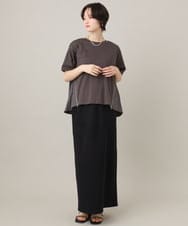 ZMKGE44110 al'aise modulation(アレーズモジュレーション) 【洗える/接触冷感】サイドファスナーバックプリーツジョイントTシャツ ダークグレー