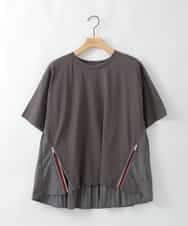 ZMKGE44110 al'aise modulation(アレーズモジュレーション) 【洗える/接触冷感】サイドファスナーバックプリーツジョイントTシャツ ダークグレー
