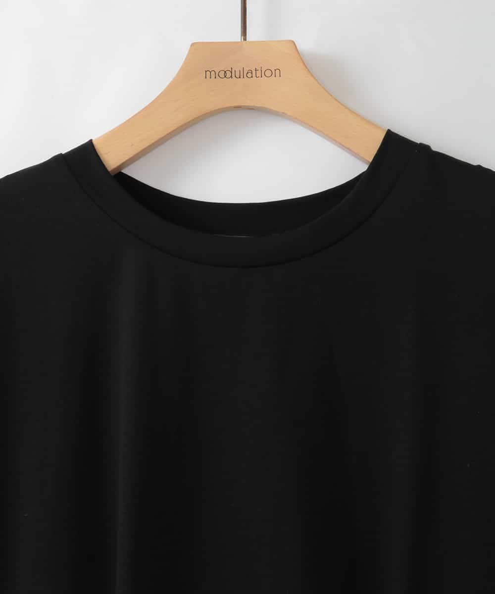 ZMKGE44110 al'aise modulation(アレーズモジュレーション) 【洗える/接触冷感】サイドファスナーバックプリーツジョイントTシャツ ブラック