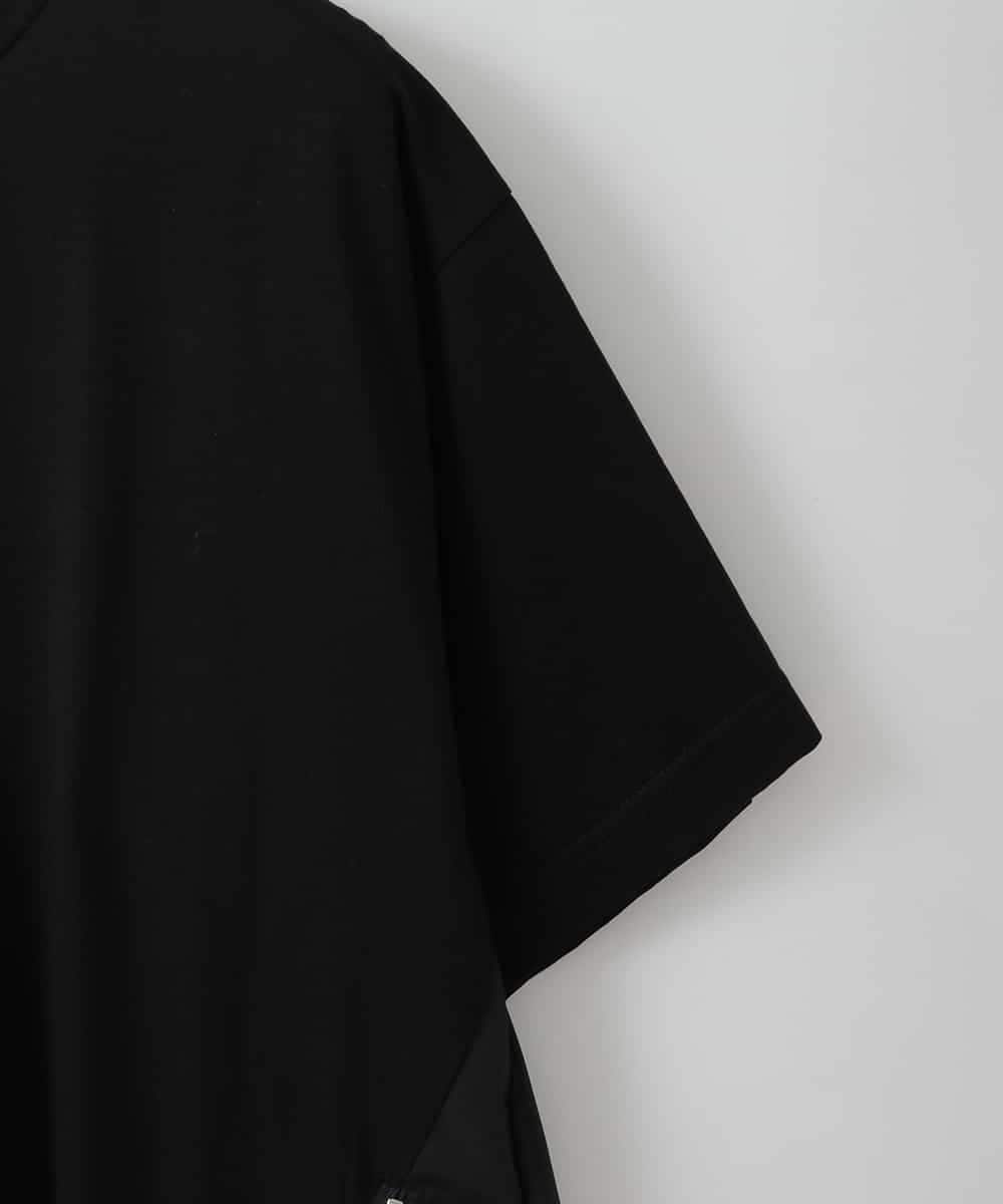 ZMKGE44110 al'aise modulation(アレーズモジュレーション) 【洗える/接触冷感】サイドファスナーバックプリーツジョイントTシャツ ブラック