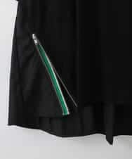 ZMKGE44110 al'aise modulation(アレーズモジュレーション) 【洗える/接触冷感】サイドファスナーバックプリーツジョイントTシャツ ブラック