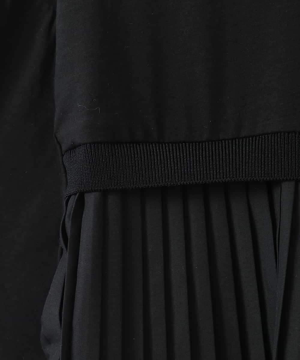 ZMKGE44110 al'aise modulation(アレーズモジュレーション) 【洗える/接触冷感】サイドファスナーバックプリーツジョイントTシャツ ブラック