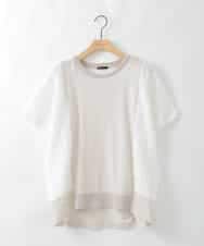 ZMKGE47120 al'aise modulation(アレーズモジュレーション) チュールレース切り替えプルオーバー ライトグレー