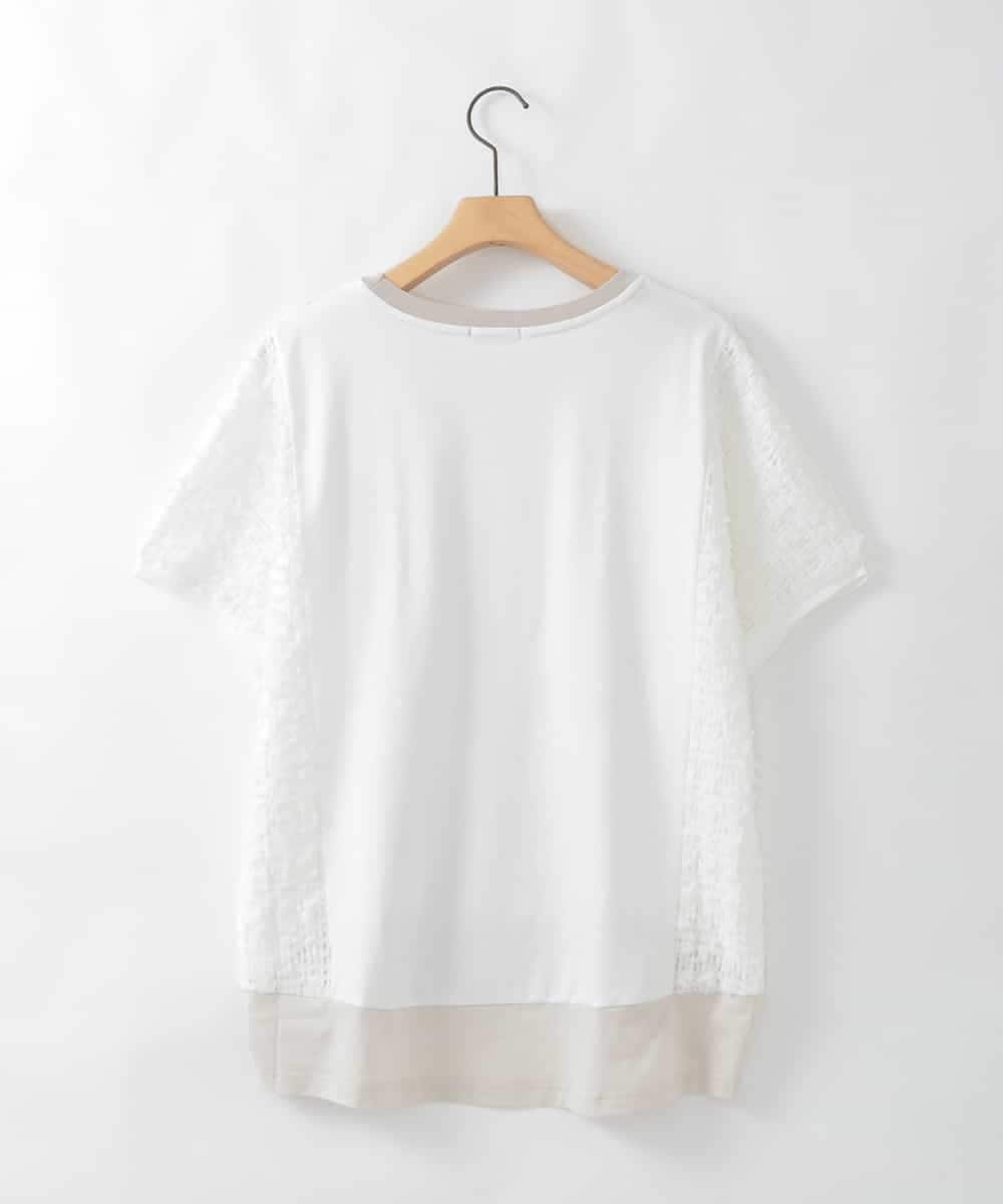 ZMKGE47120 al'aise modulation(アレーズモジュレーション) チュールレース切り替えプルオーバー ライトグレー