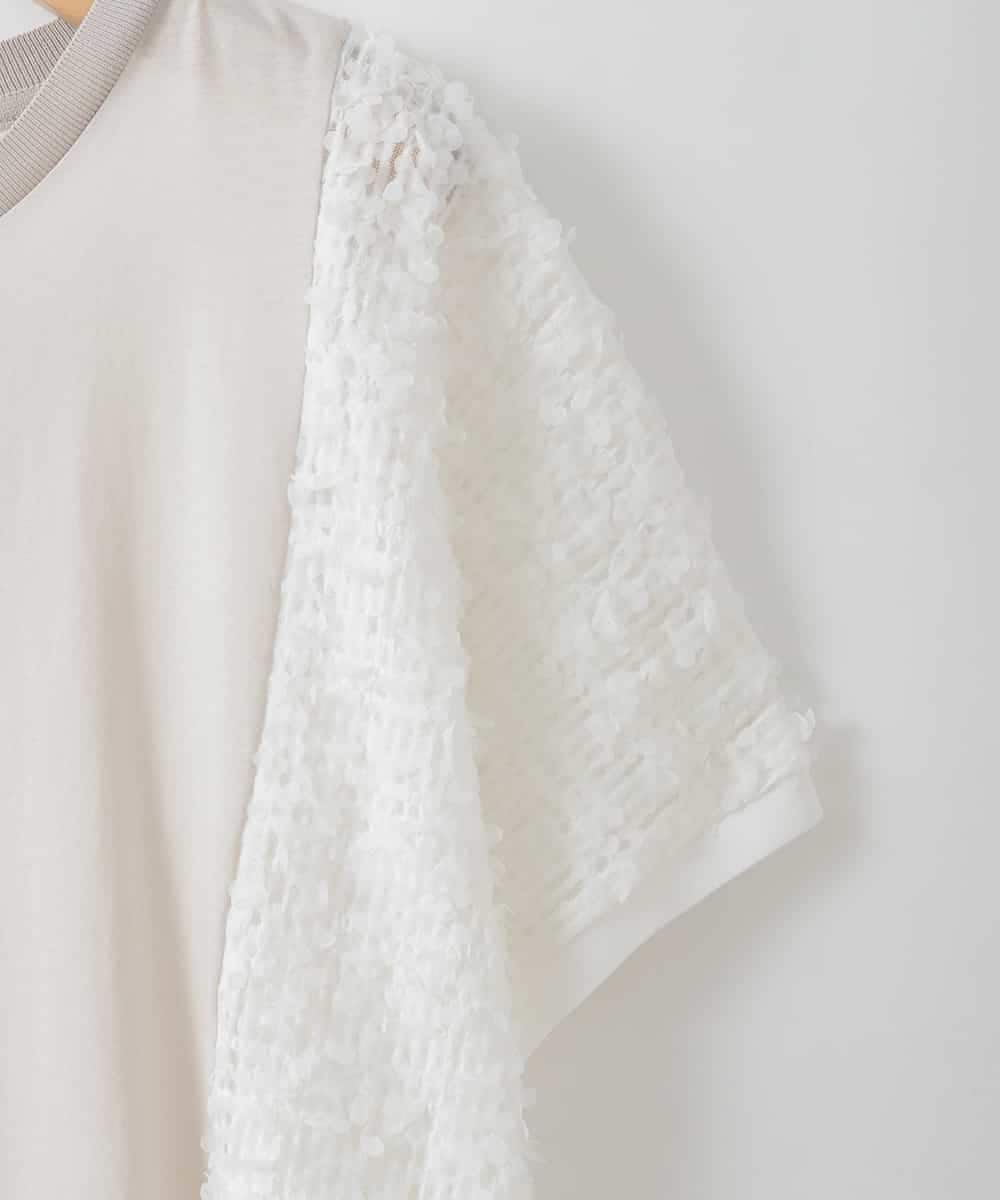 ZMKGE47120 al'aise modulation(アレーズモジュレーション) チュールレース切り替えプルオーバー ライトグレー