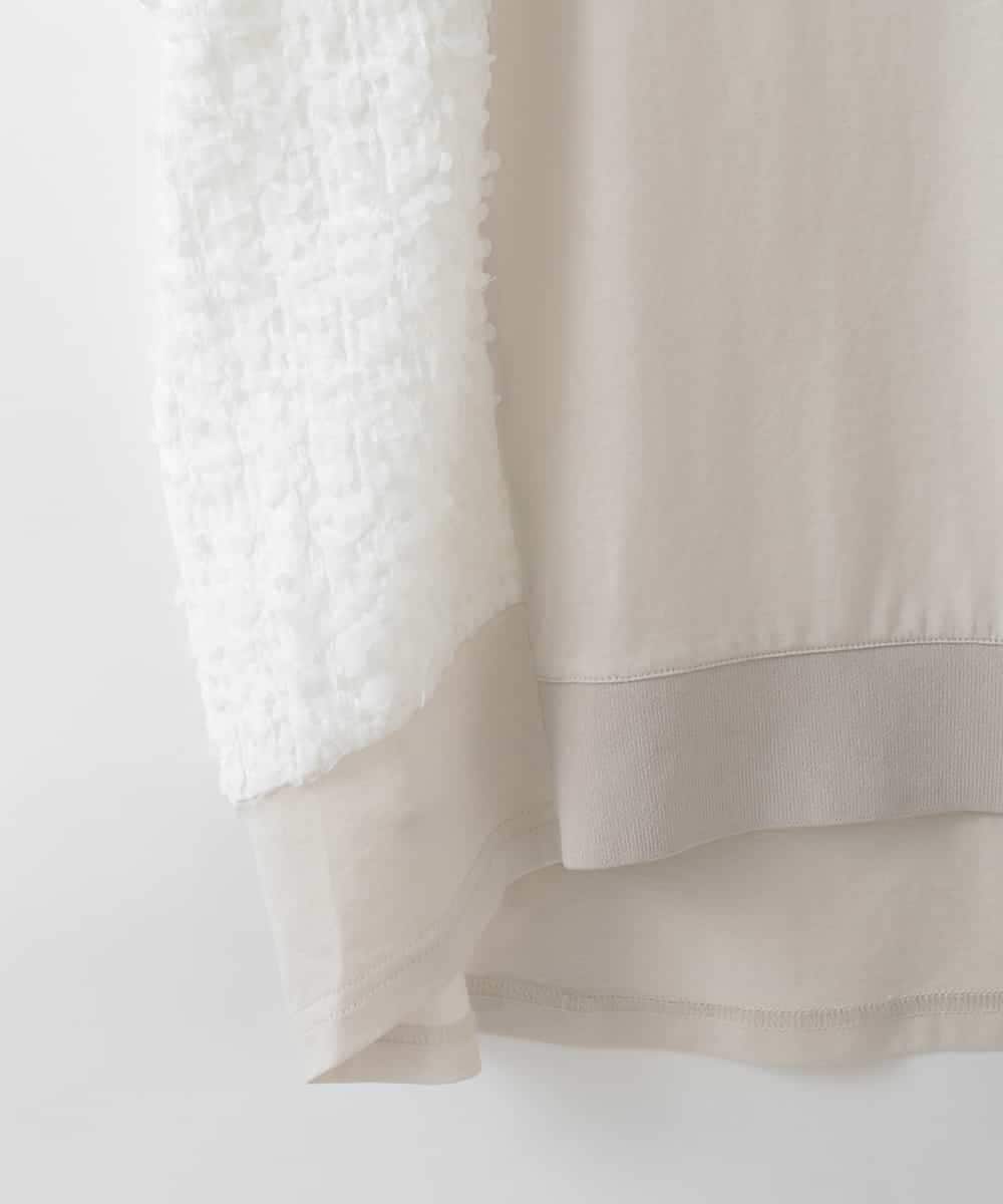 ZMKGE47120 al'aise modulation(アレーズモジュレーション) チュールレース切り替えプルオーバー ライトグレー