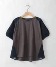 ZMKGE48098 al'aise modulation(アレーズモジュレーション) 【洗える/接触冷感】異素材ジョイントラグランカットソー ダークグレー