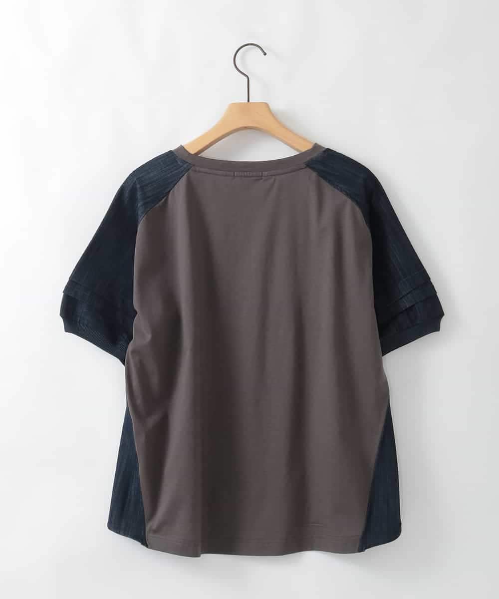 ZMKGE48098 al'aise modulation(アレーズモジュレーション) 【洗える/接触冷感】異素材ジョイントラグランカットソー ダークグレー