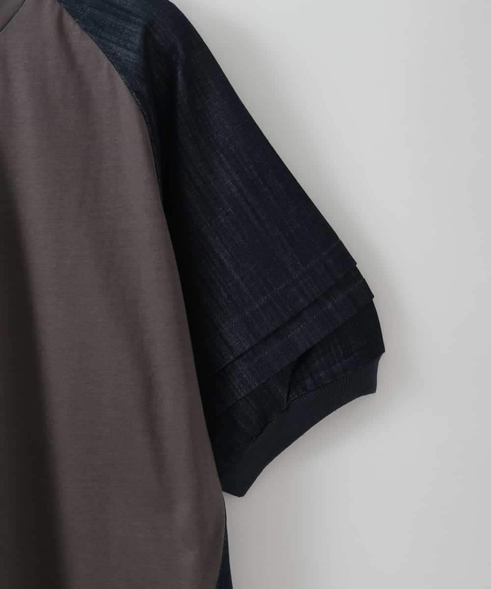 ZMKGE48098 al'aise modulation(アレーズモジュレーション) 【洗える/接触冷感】異素材ジョイントラグランカットソー ダークグレー