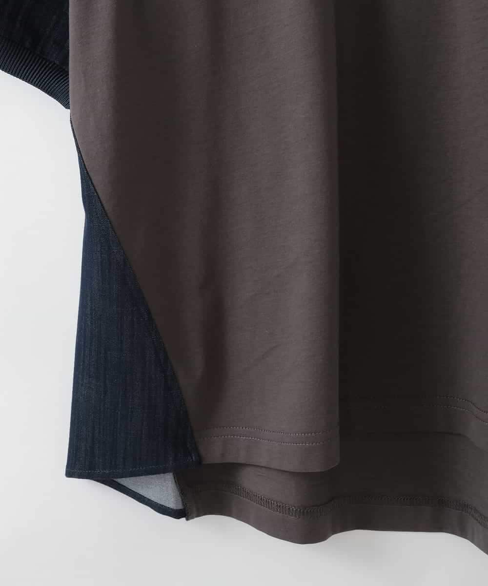 ZMKGE48098 al'aise modulation(アレーズモジュレーション) 【洗える/接触冷感】異素材ジョイントラグランカットソー ダークグレー