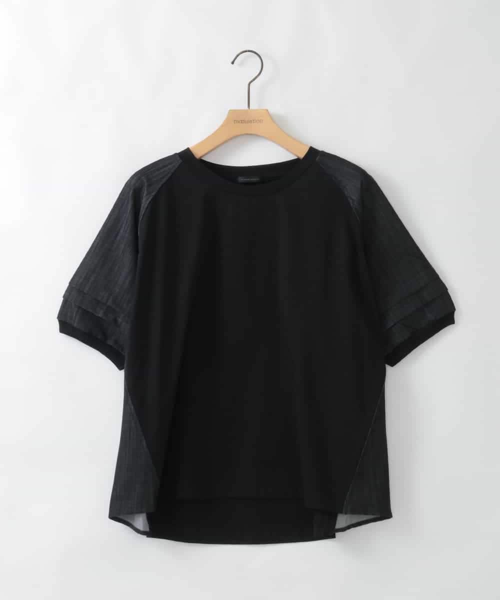 ZMKGE48098 al'aise modulation(アレーズモジュレーション) 【洗える/接触冷感】異素材ジョイントラグランカットソー ブラック