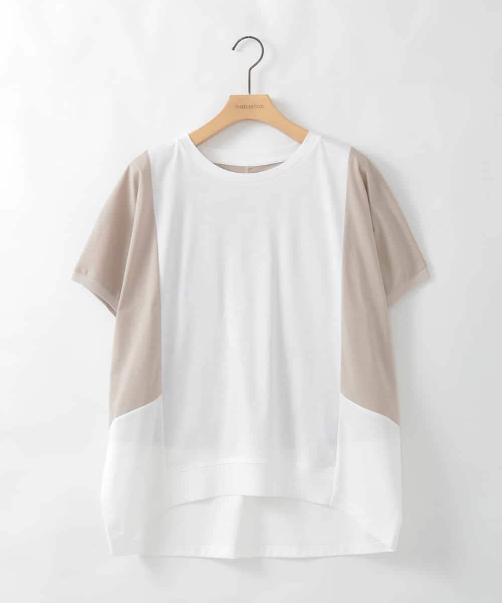 ZMKGE50098 al'aise modulation(アレーズモジュレーション) 【接触冷感】ブロッキング配色デザインカットソー アイボリー