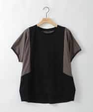 ZMKGE50098 al'aise modulation(アレーズモジュレーション) 【接触冷感】ブロッキング配色デザインカットソー ブラック