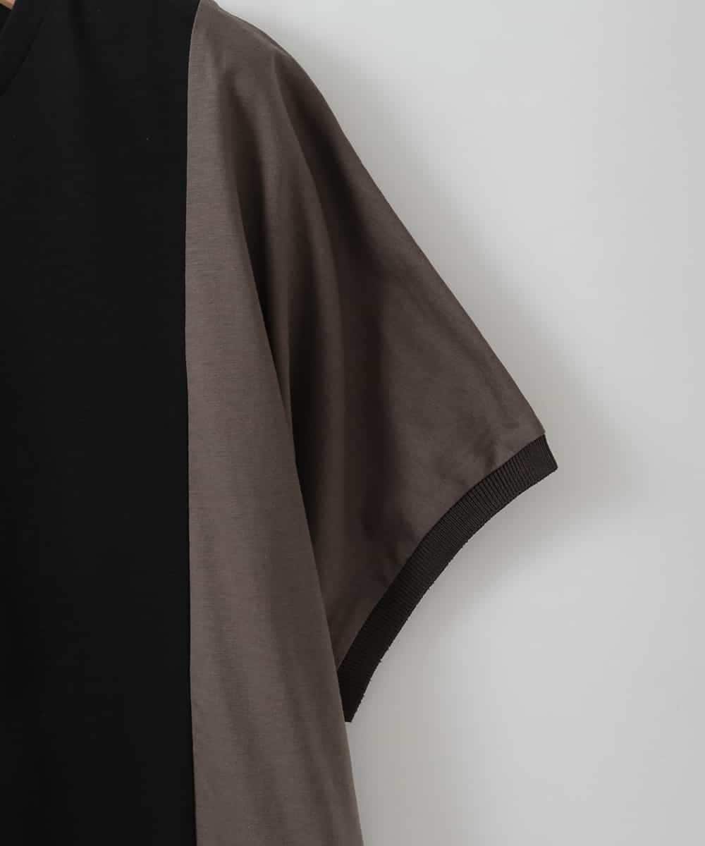 ZMKGE50098 al'aise modulation(アレーズモジュレーション) 【接触冷感】ブロッキング配色デザインカットソー ブラック