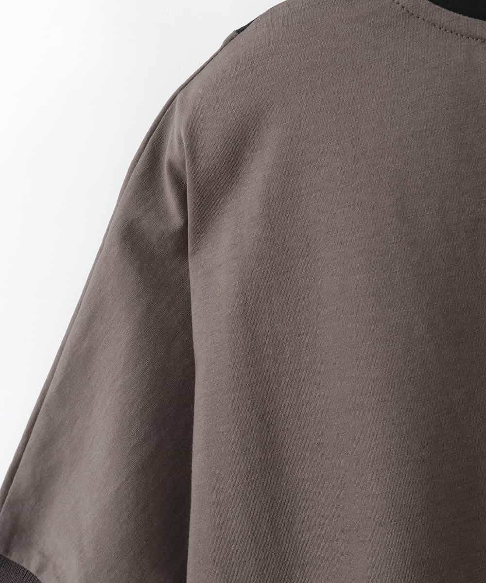 ZMKGE50098 al'aise modulation(アレーズモジュレーション) 【接触冷感】ブロッキング配色デザインカットソー ブラック