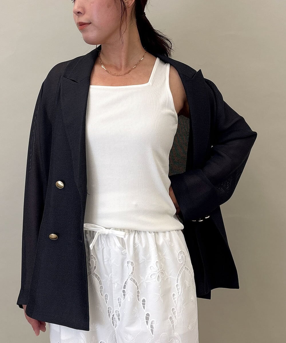 ZMKGE51049 al'aise modulation(アレーズモジュレーション) スクエアネックリブタンクトップ アイボリー