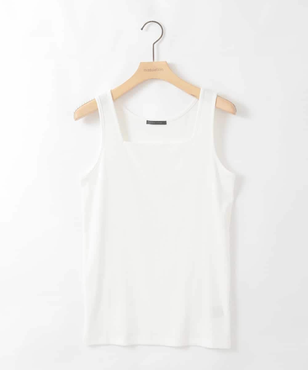 ZMKGE51049 al'aise modulation(アレーズモジュレーション) スクエアネックリブタンクトップ アイボリー