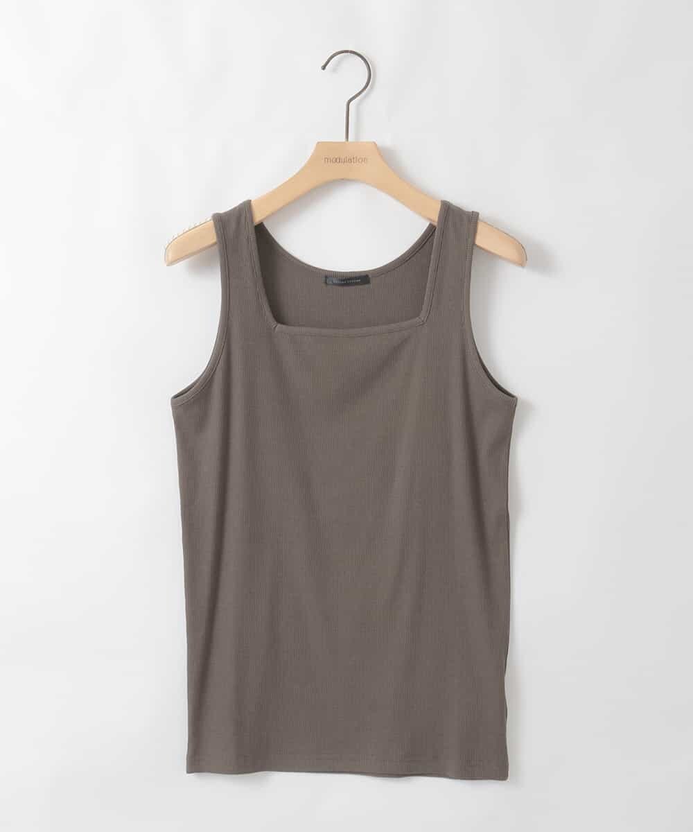 ZMKGE51049 al'aise modulation(アレーズモジュレーション) スクエアネックリブタンクトップ ダークグレー