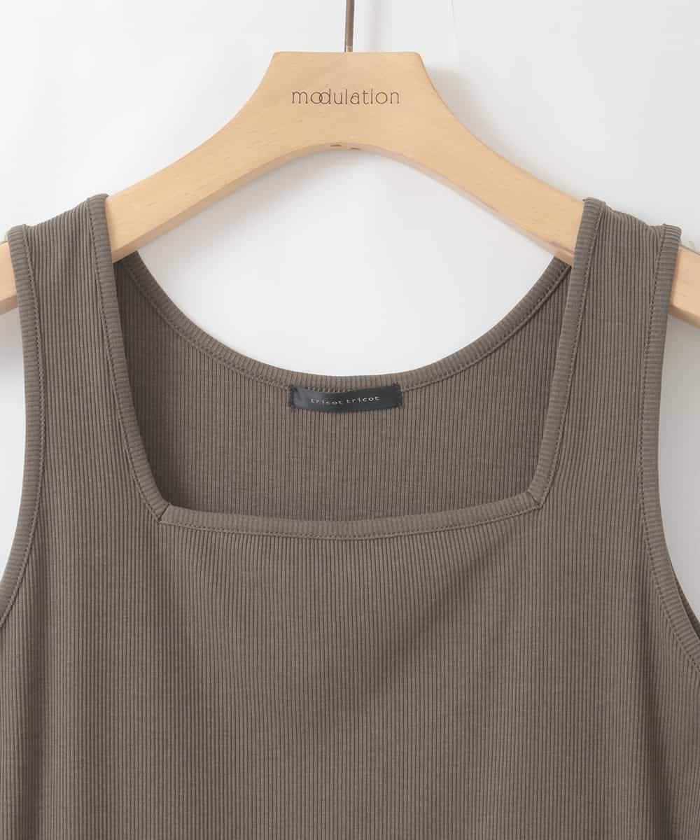 ZMKGE51049 al'aise modulation(アレーズモジュレーション) スクエアネックリブタンクトップ ダークグレー