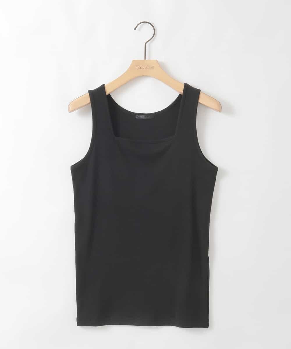 ZMKGE51049 al'aise modulation(アレーズモジュレーション) スクエアネックリブタンクトップ ブラック