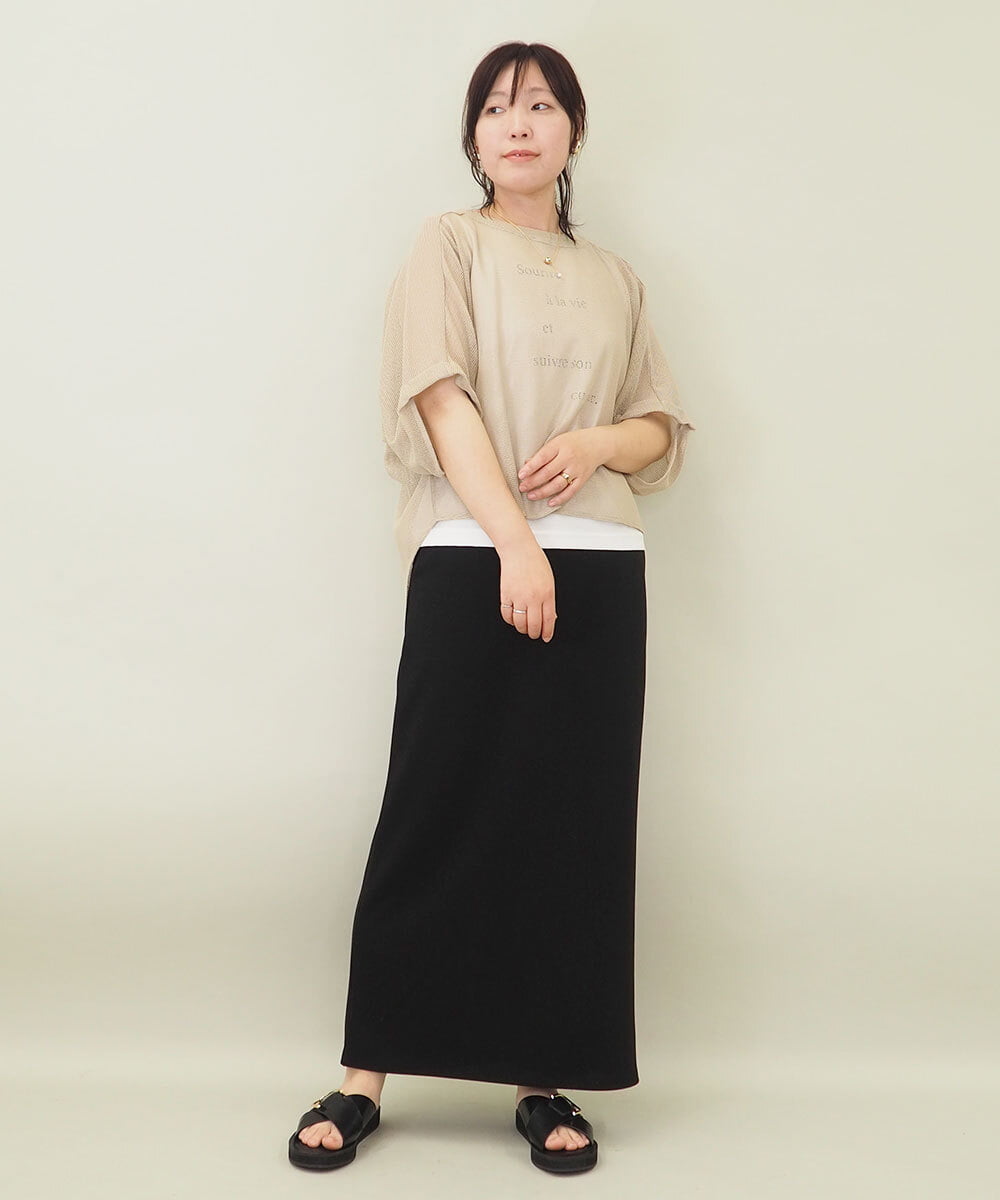 ZMKGE52099 al'aise modulation(アレーズモジュレーション) 【セットアイテム】ロゴタンクトップ×メッシュドルマンプルオーバー ベージュ