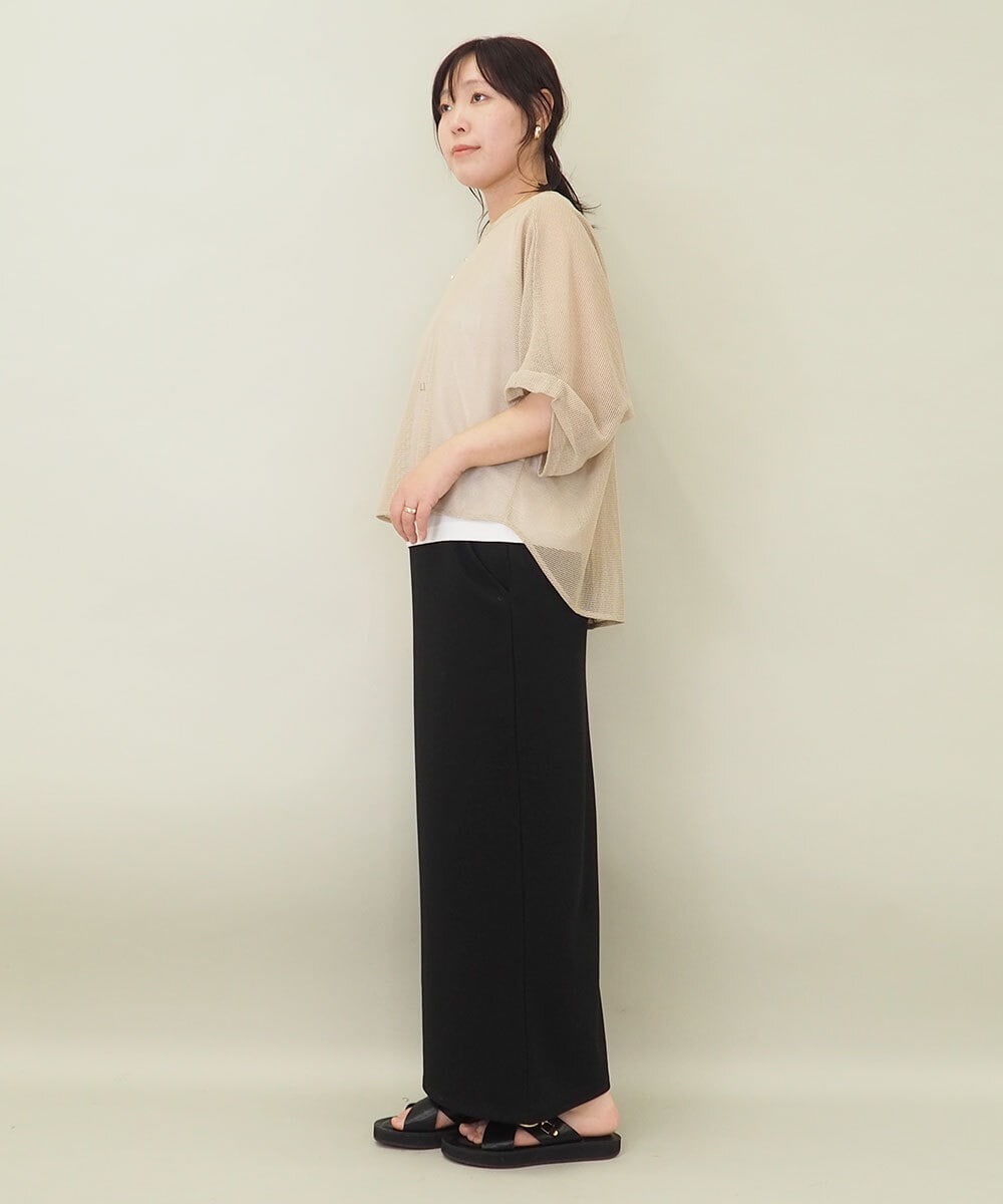 ZMKGE52099 al'aise modulation(アレーズモジュレーション) 【セットアイテム】ロゴタンクトップ×メッシュドルマンプルオーバー ベージュ