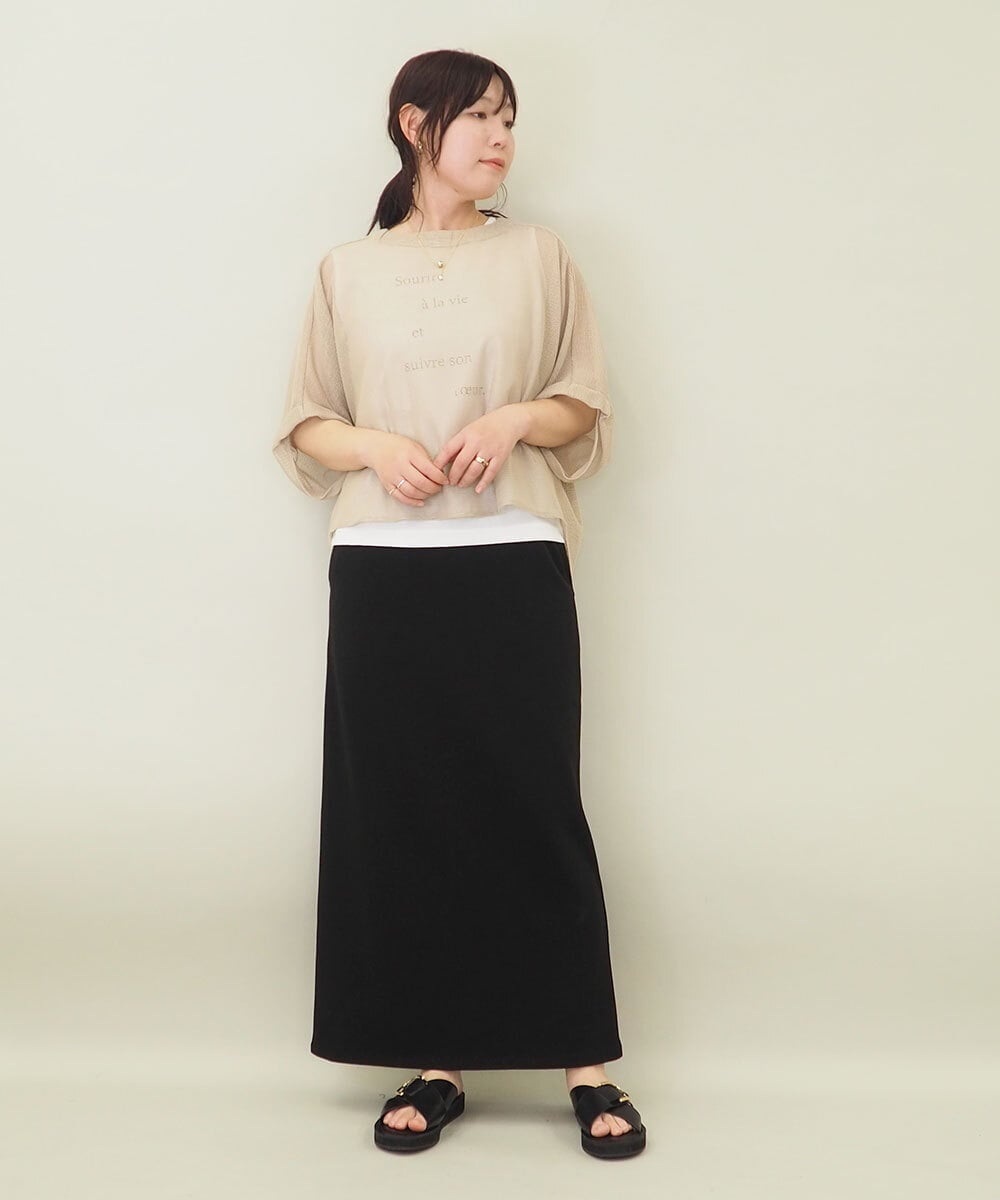 ZMKGE52099 al'aise modulation(アレーズモジュレーション) 【セットアイテム】ロゴタンクトップ×メッシュドルマンプルオーバー ベージュ