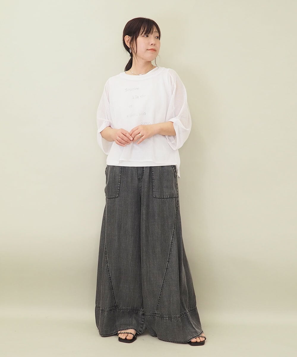 ZMKGE52099 al'aise modulation(アレーズモジュレーション) 【セットアイテム】ロゴタンクトップ×メッシュドルマンプルオーバー ホワイト
